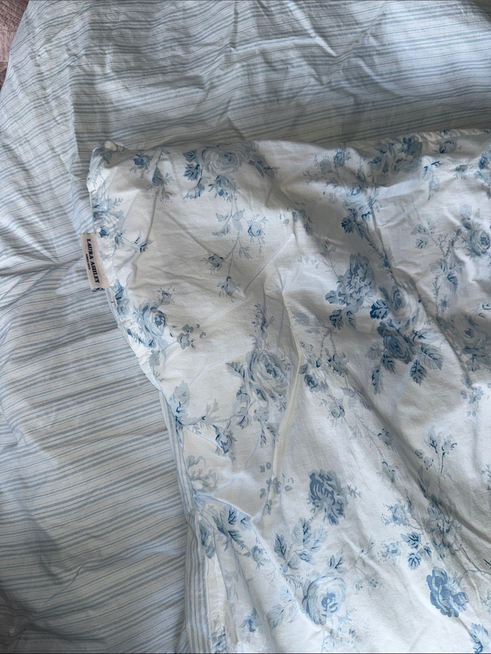 Laura Ashley Light Blue Striped twin bed comforter